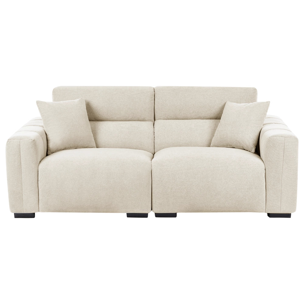 Divano moderno in tessuto a 3 posti in beige chiaro con cuscini Rivestimento resistente all'acqua morbido