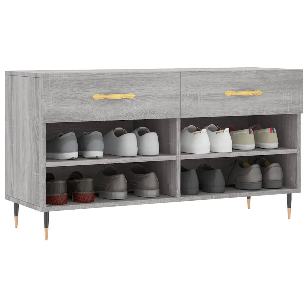 Panca Porta Scarpe | Scarpiera | Mobile per scarpe Grigio Sonoma 102x35x55 cm Legno Multistrato