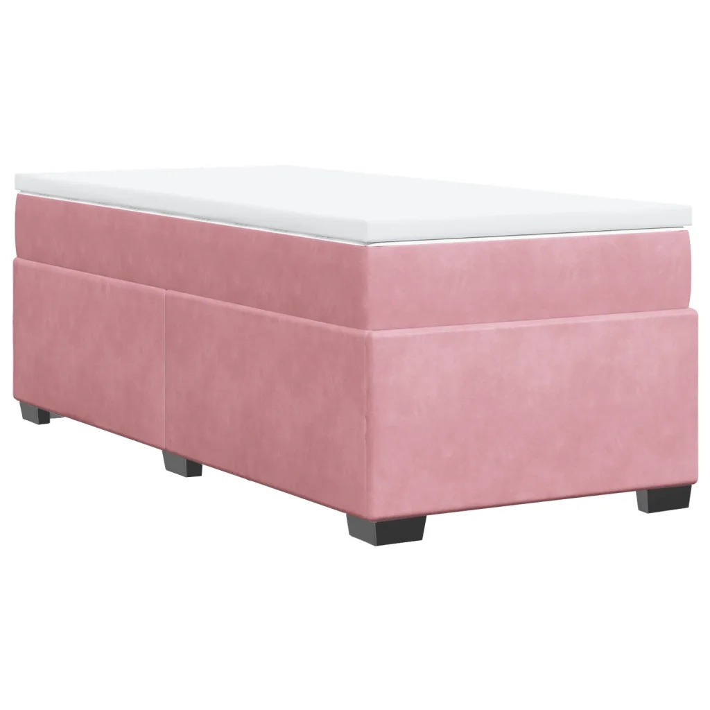 Giroletto a Molle con Materasso Rosa 100x200 cm in Velluto