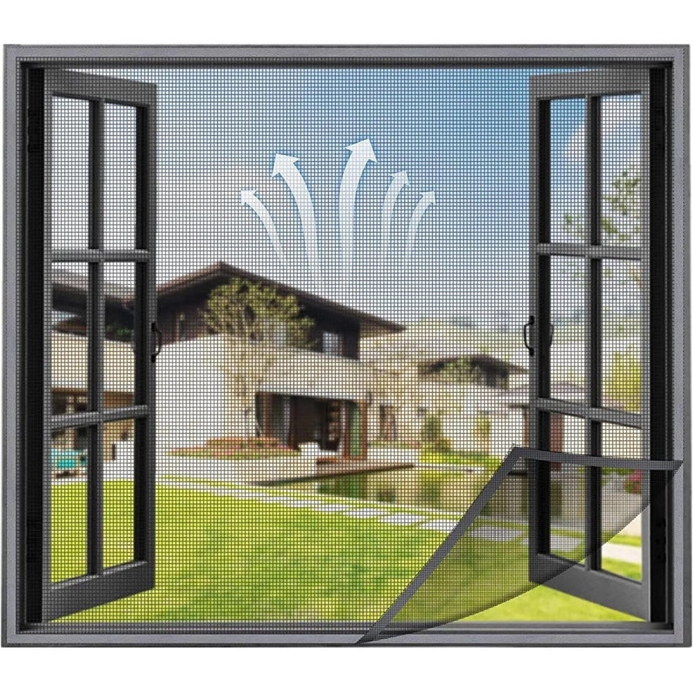 Trade Shop - Zanzariera Adesiva Velcro Per Finestra Nera 150x180cm Protezione Dagli Insetti 614345 -