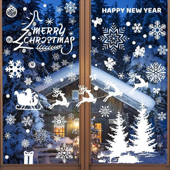 Decorazione per finestre da 179 pezzi, decorazione per finestre PVC autoadesiva, adesivi per finestre, decorazioni per finestre, per porte, vetrine, vetrini, infissi di vetro decorazione