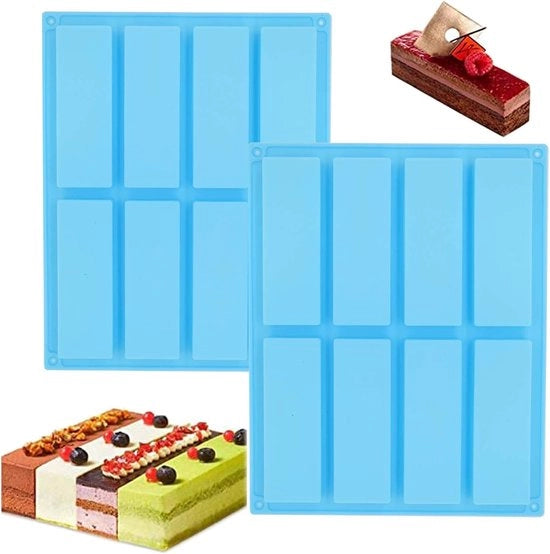 Forma per muffin in silicone, struttura per muffin rettangolare in silicone, forma per muffin (8 fori, blu)