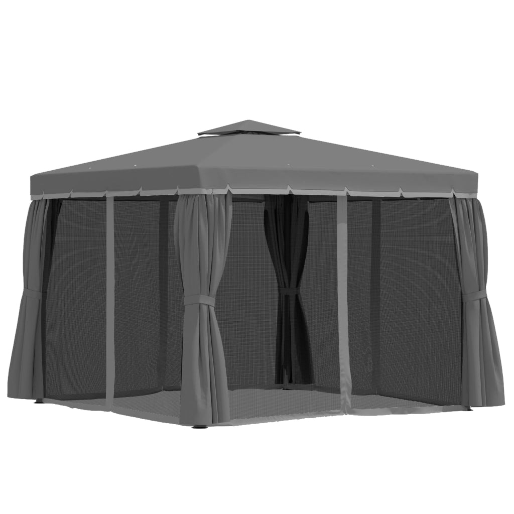 Gazebo da giardino 2.96x2.96 m ¨C zephmum ¨C alluminio poliestere grigio scuro