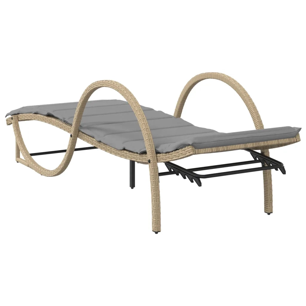 Lettini Prendisole 2 pz | Sdraio da giardino | Lettino da sole con Tavolino Beige in Polyrattan
