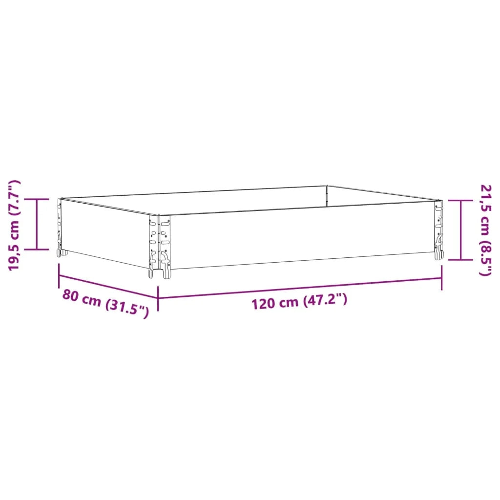 Vassoio per fioriera aiuola rialzata piante fiori terrazza giardino 120 x 80 cm legno massello di pino marrone 02_0037408