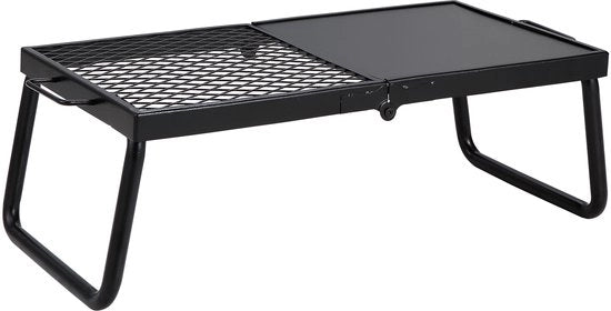 Barbecue a carbone - Tavolo barbecue da campeggio - Portatile - Dimensioni 57 x 28,5 x 23 cm - Fino a 300 °C - Incluso griglia e piatto griglia - Per campeggio e giardino