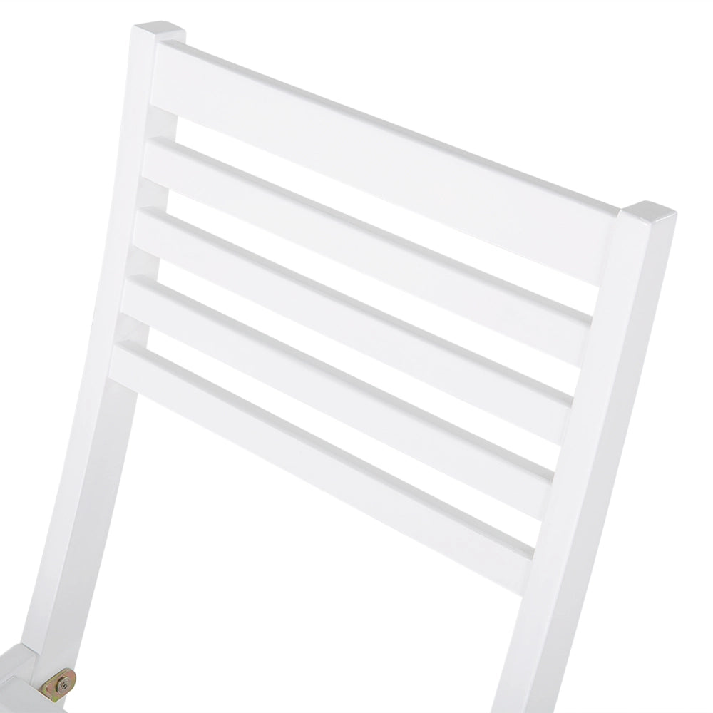 Set da bistrot 3 pezzi in legno massello di acacia bianco cuscini gialli a doghe pieghevoli design scandinavo moderno