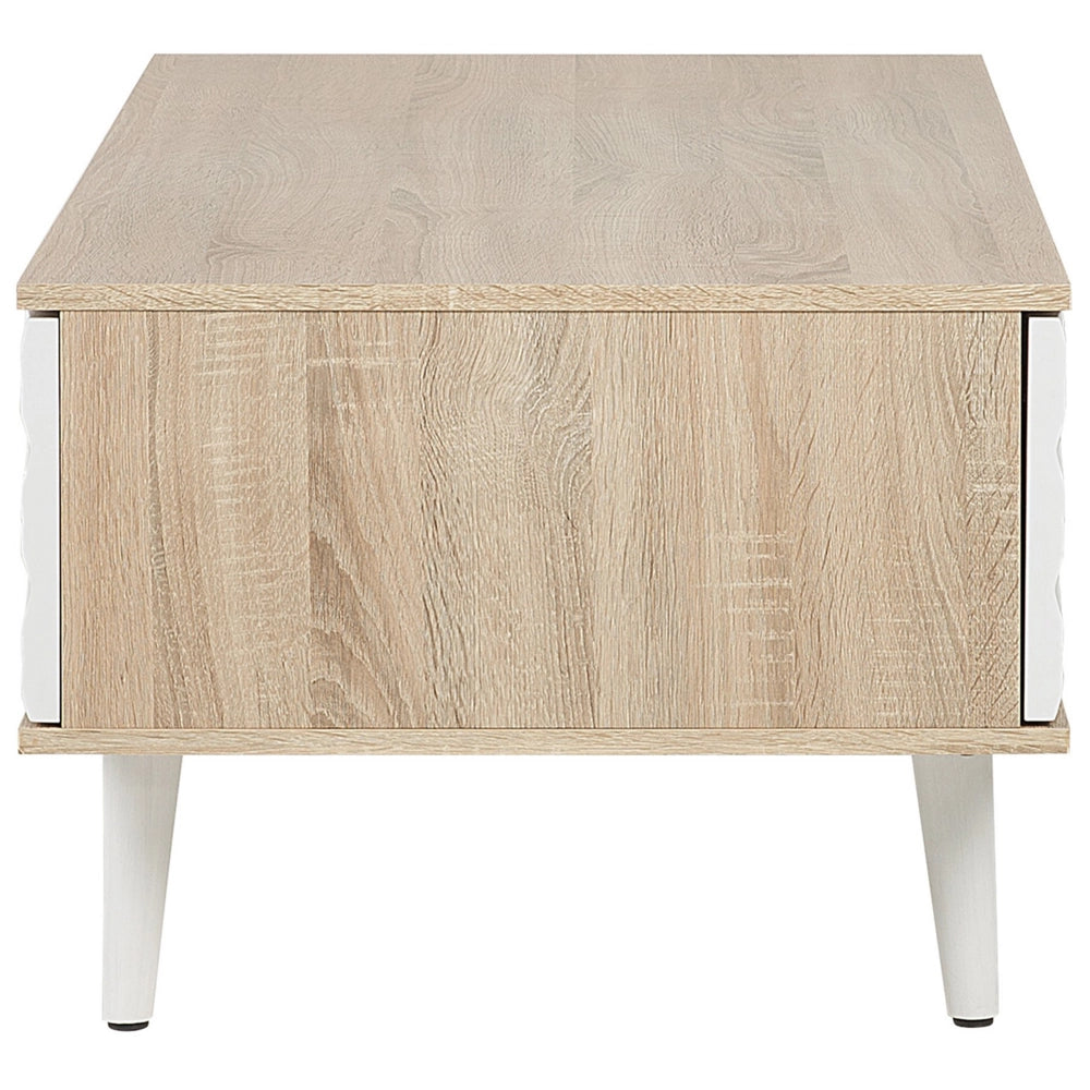 Tavolino in Legno Chiaro e Truciolare Bianco con 1 Cassetto moderno