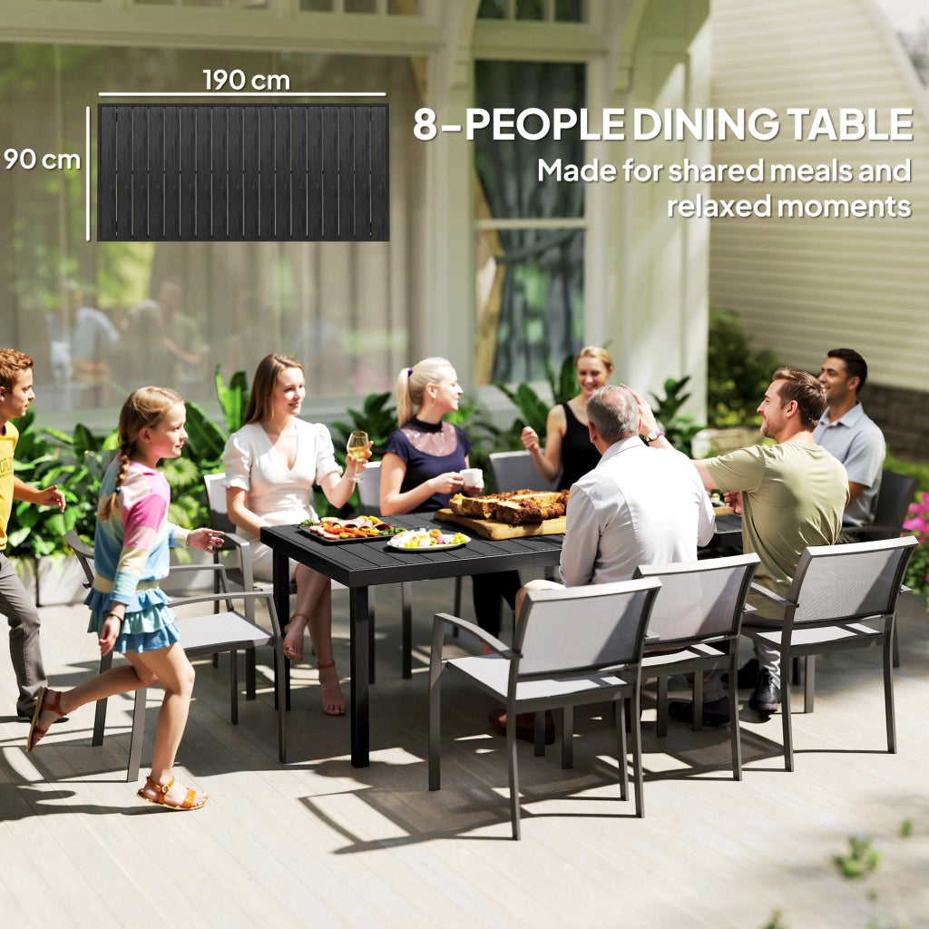 Tavolo da giardino; tavolo da esterno; tavolo per mobili da giardino; impermeabile; 190 x 90 x 74 cm; nero