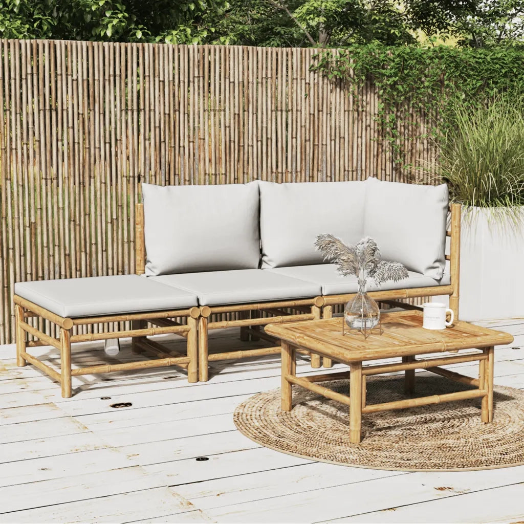 Set Salotto da Giardino 3pz con Cuscini Grigio Chiaro BambÃ¹cod mxl 100273
