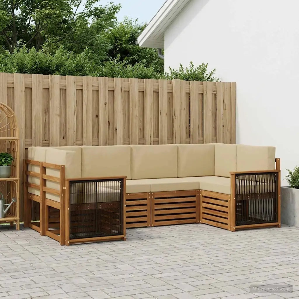 Set divano sezionale con cuscino 5 pcs Naturale 3384774