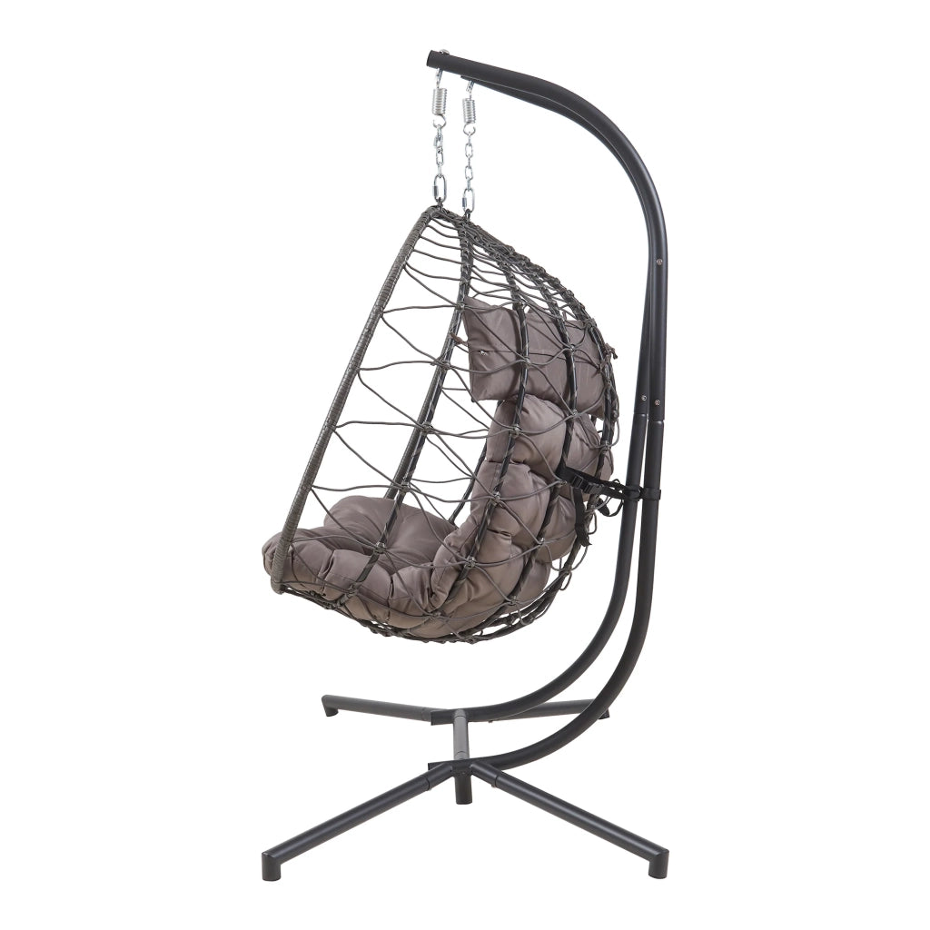 Poltrona sospesa a 2 posti con supporto 198 x 156 x 98 cm grigio 03_0009474