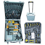 Vigor 3648025 VAU-V142 Valigia Trolley Porta Attrezzi Utensili 142 Pezzi Alluminio 3 Cassetti Maniglia Telescopica