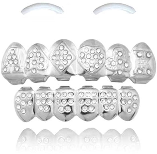 Decorazione da denti argento - decorazioni da denti con diamante/strass - decorazione da denti per costume - 1 pezzo - decorazione da denti per festival/musica