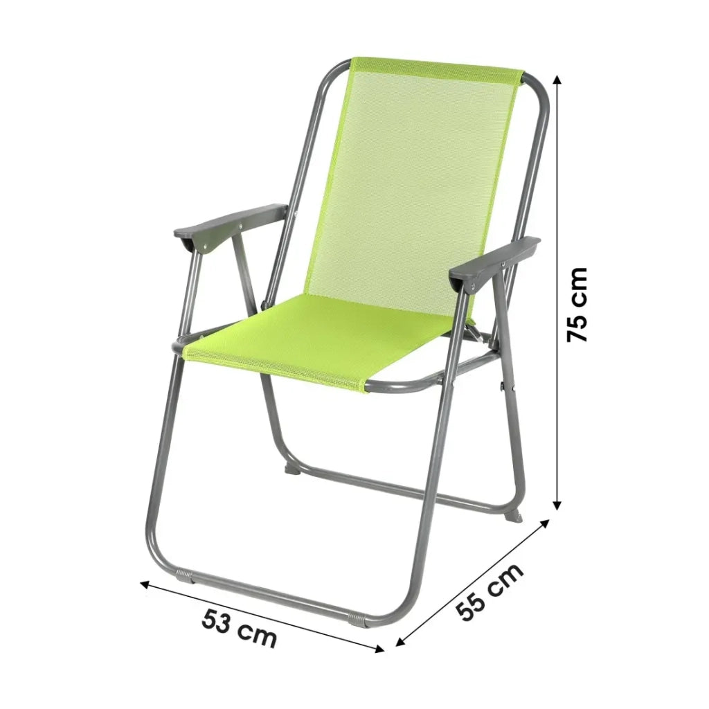 Sedia da giardino pieghevole in tessuto verde mela - 53 x 55 x 75 cm