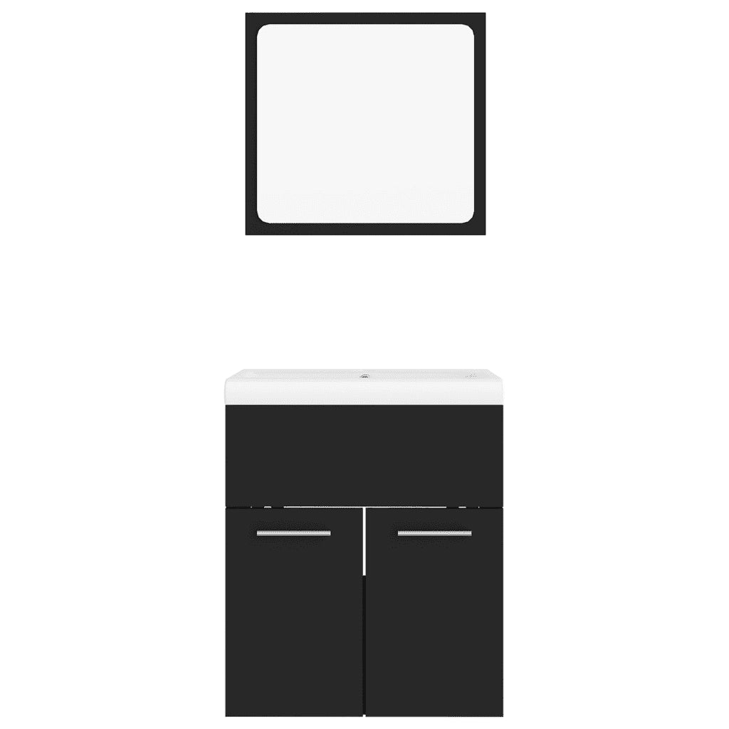 Set Mobili da Bagno Nero in Truciolato