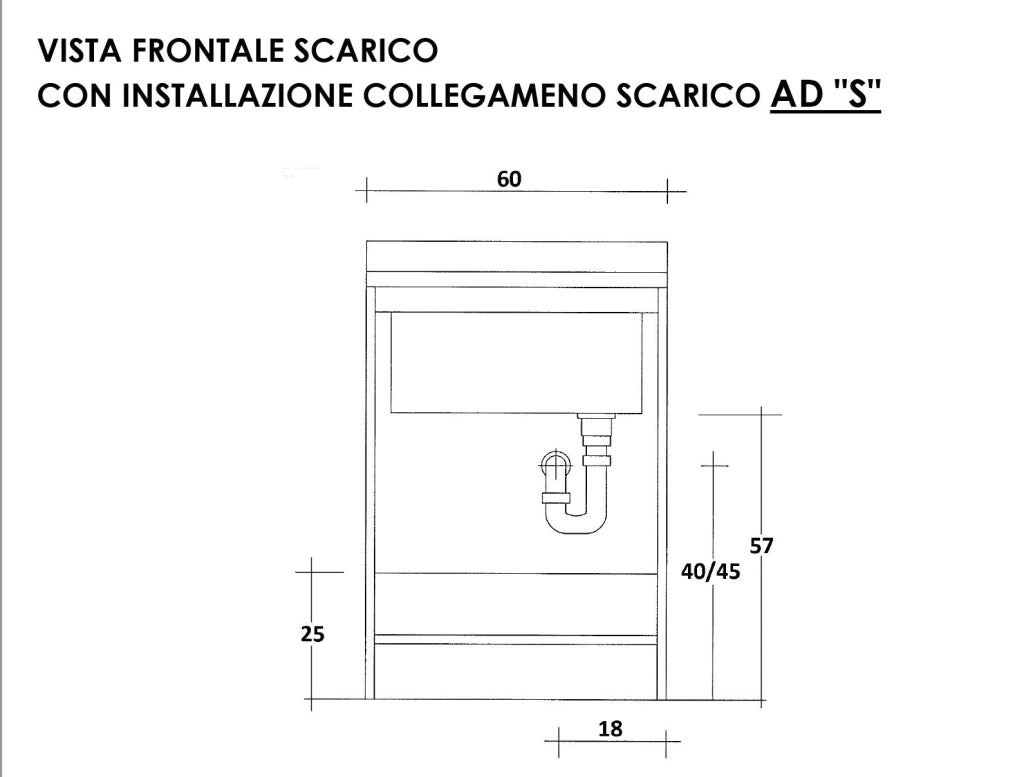 Mobile Lavatoio 60x60x85cm 2 Ante Asse in Termoplastico Montegrappa Marella Bianco