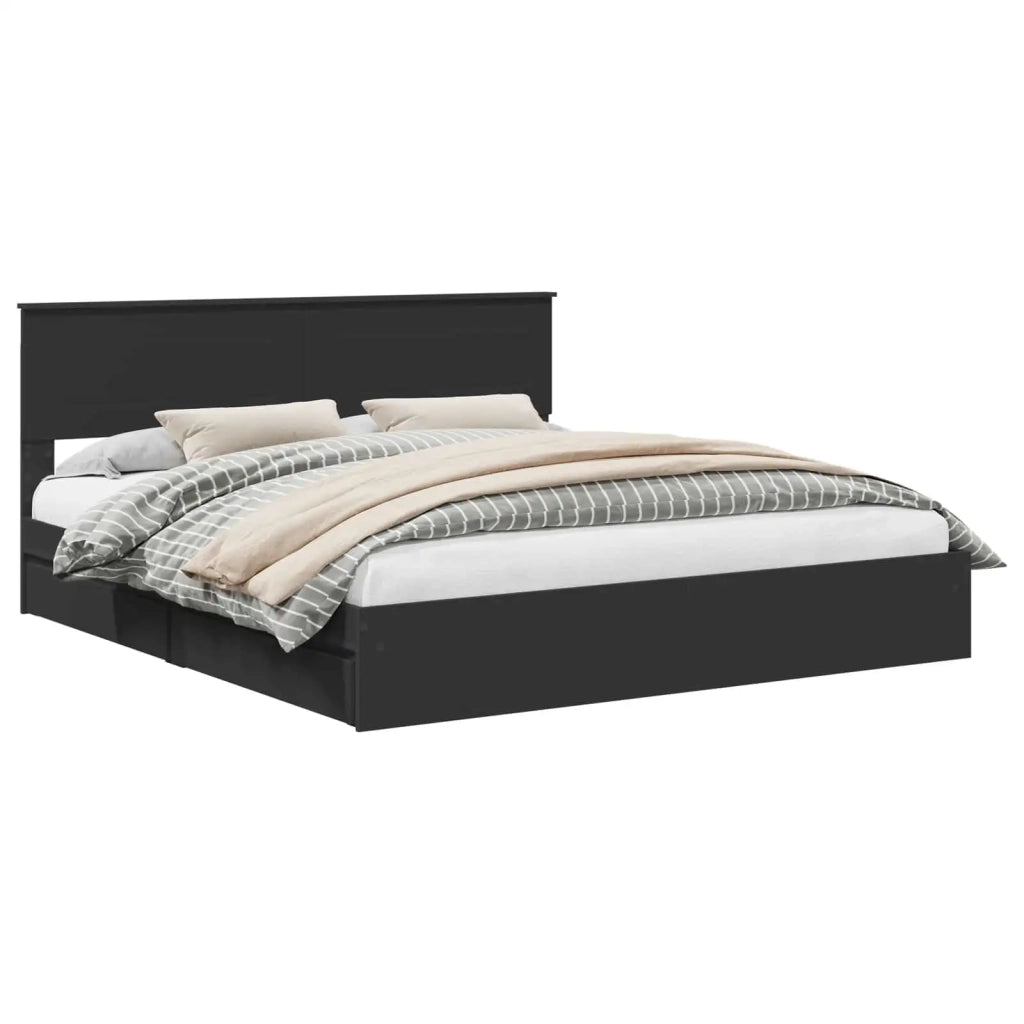 Letto con Contenitore Nero 200 x 200 cm Legno multistrato