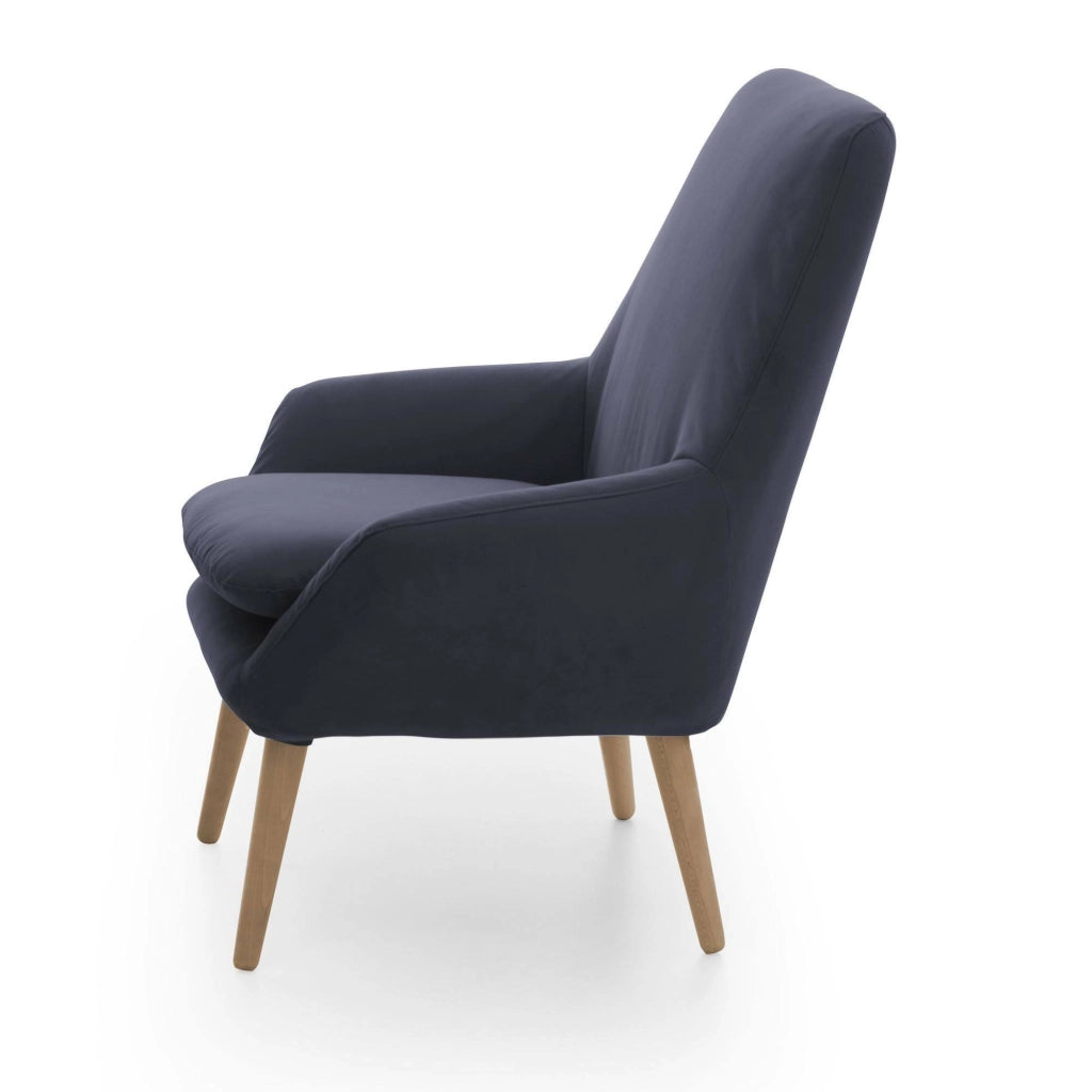 Poltrona Anido, Poltrona di design da salotto, 100% Made in Italy, Poltroncina relax in tessuto imbottito, cm 80x70h95, Blu