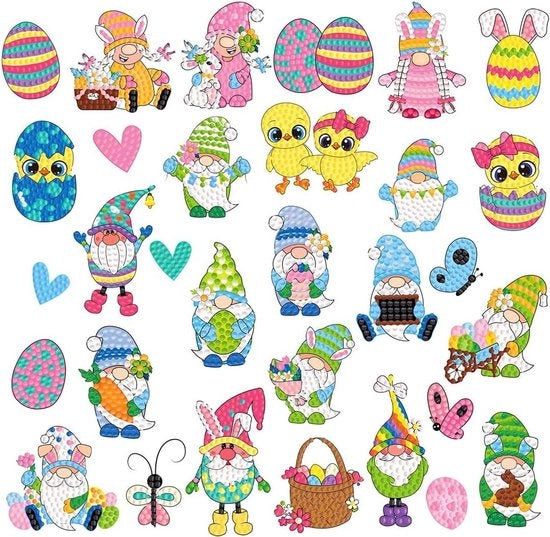 Decorazione con diamanti per bambini - 30 pezzi - set di paasei - diamanti per schilderizzare - bladwijzer per bambini