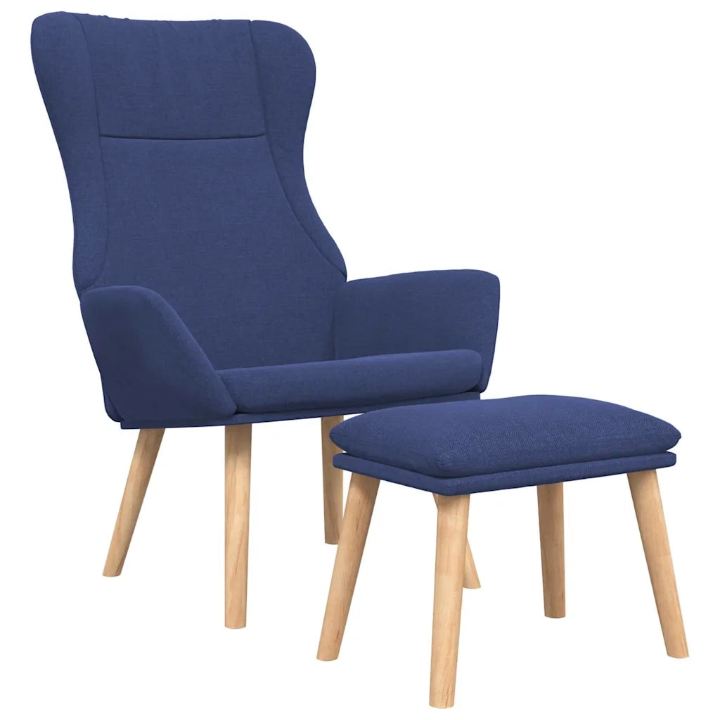 Divano Sedia-Poltrona Relax con Poggiapiedi Blu in Tessuto 685934