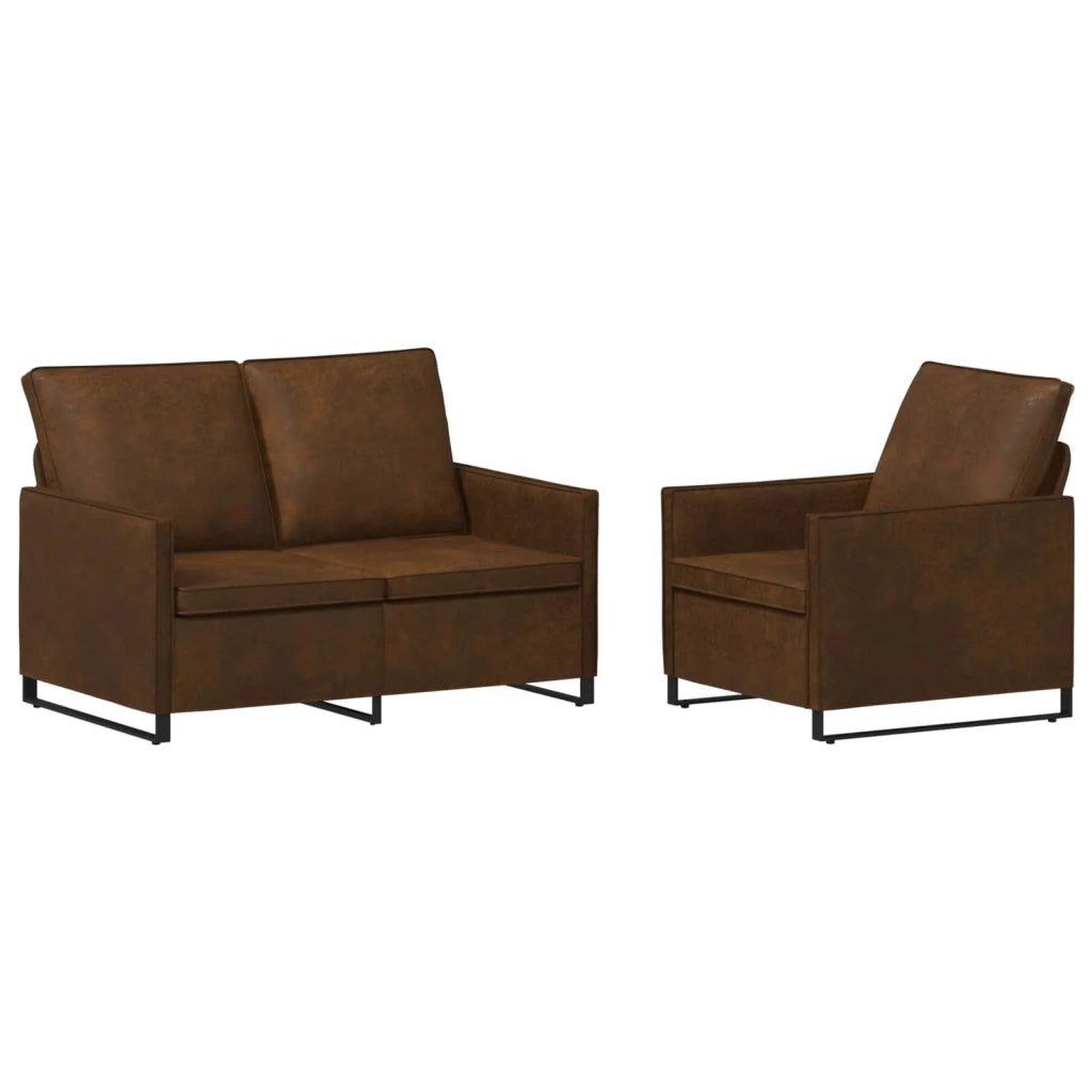 Set di divani 2 pcs Marrone Tessuto scamosciato sintetico 3433118