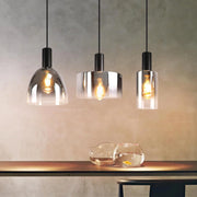 Lampada a sospensione ZMH per sala da pranzo 3 fiamme E27 grigio fumo 180CM Lampada a sospensione per scale