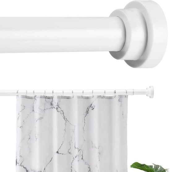 Stang per tenda doccia retrattile - senza foratura - 76-164 cm - bianco