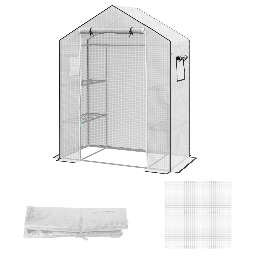 Serra da giardino con finestra e porta ¨C zephmum ¨C 140x73x190 cm bianco