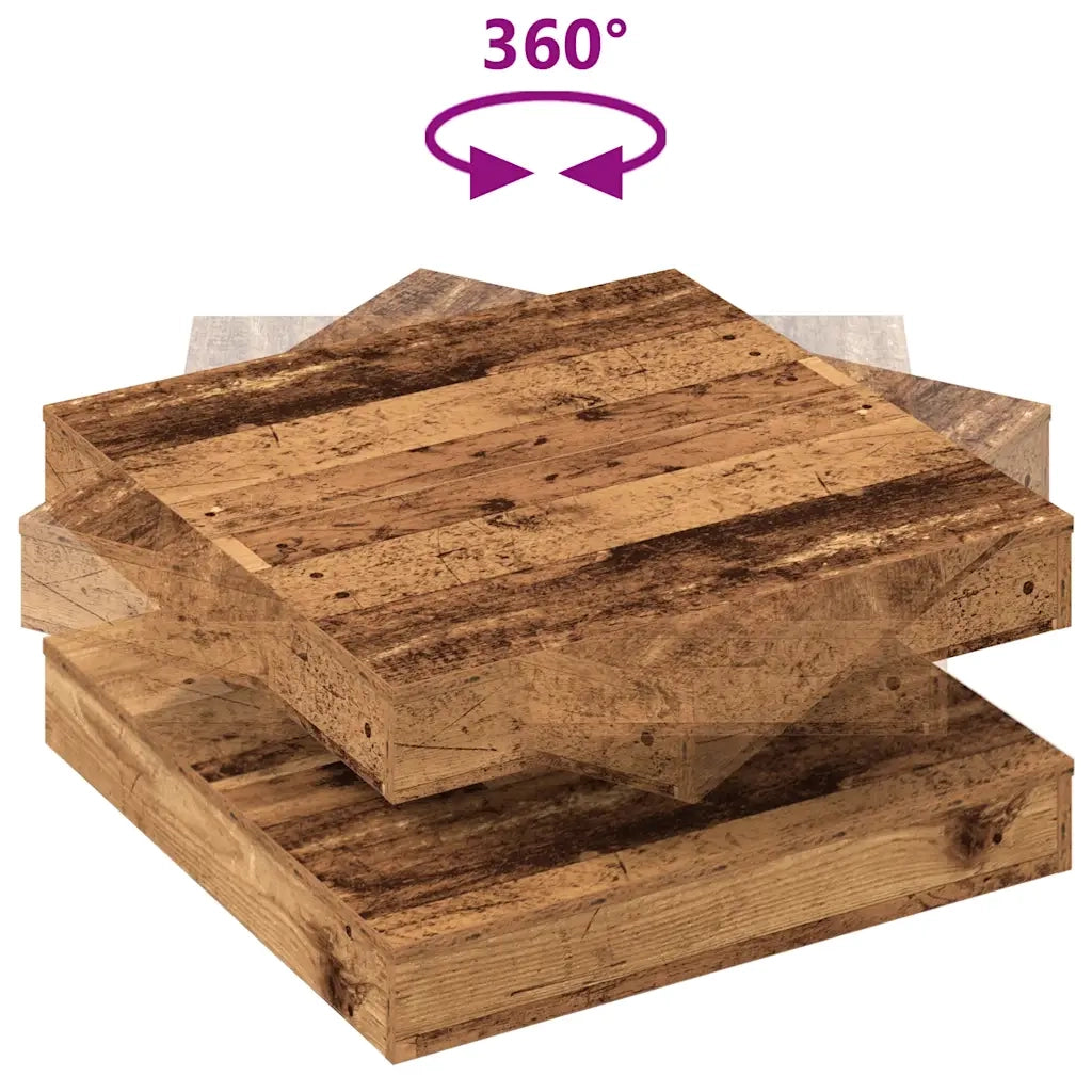 vidaXL Tavolino da Caffè Girevole a 360 Gradi Antico 70x70x34,5 cm