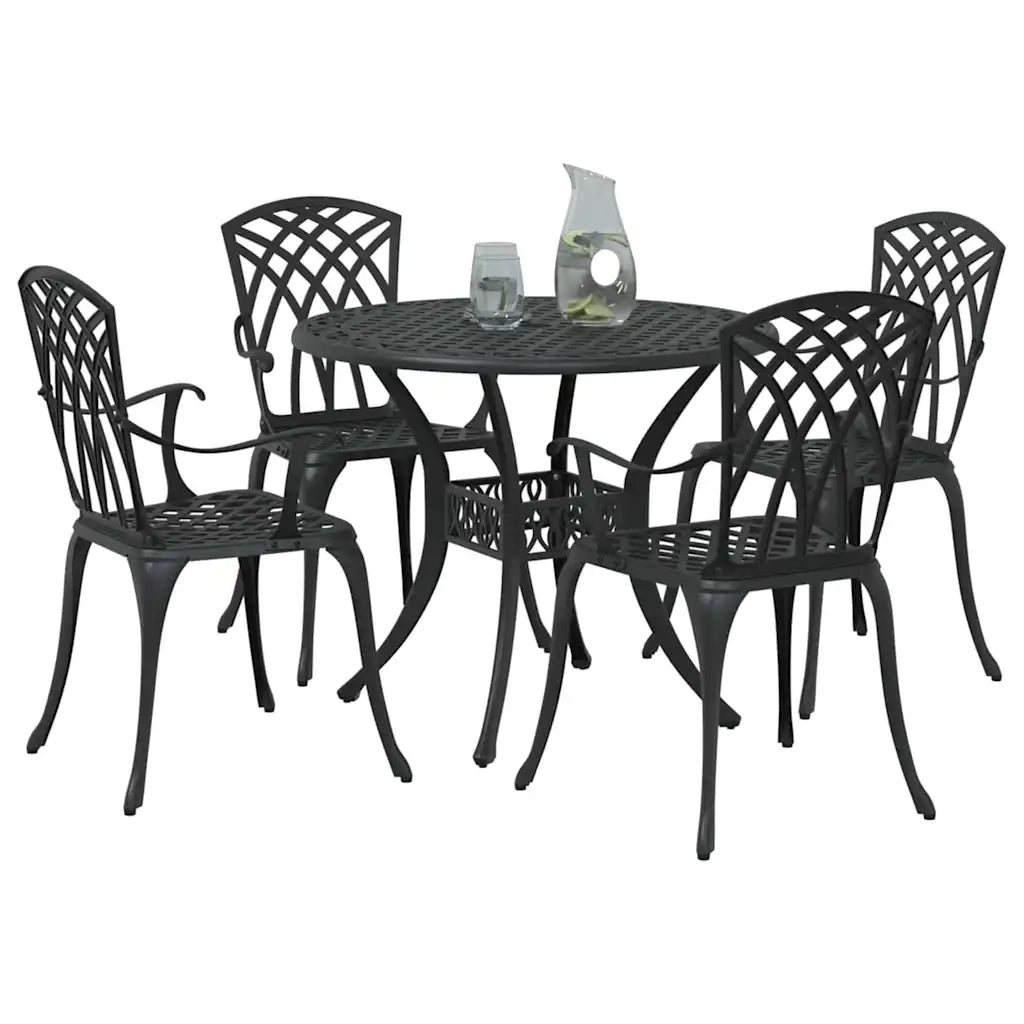 Set da Pranzo per Giardino 5 pcs Nero Alluminio 3334717