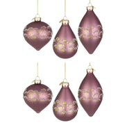 Pendagli di Natale in Vetro Malva con Decorazioni Oro Achillea