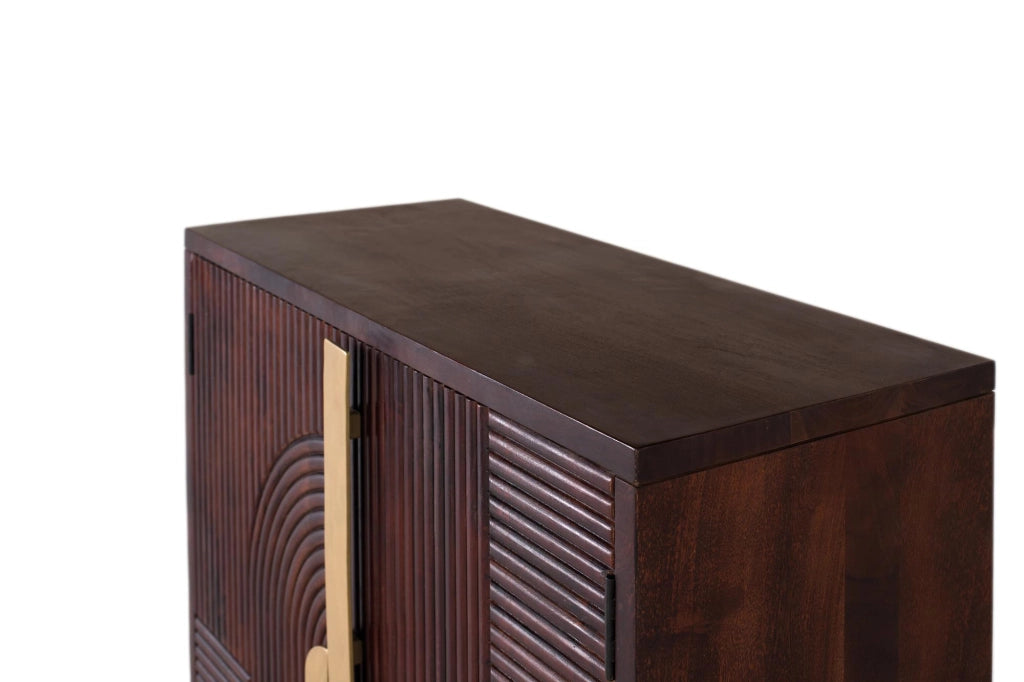 Credenza in legno massello di mango con dettagli dorati