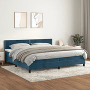 Giroletto a Molle con Materasso Blu Scuro 200x200 cm in Velluto