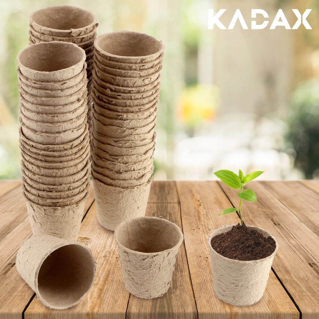 Vasi per semina biodegradabili in torba KADAX per piantine, 6,7x6 cm, 60 pezzi
