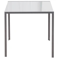 Tavolo Quadrato da 4 Persone per Cucina e Soggiorno, Tavolo Moderno in Metallo e Vetro Temperato, 75x75x75 cm, Grigio