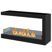 Camino Bioetanolo a 3 Lati con Bruciatore da 2.4L e Durata 4 Ore, Copertura 30㎡, 100x30x55cm, Nero