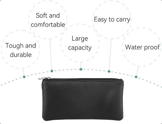 Set di trucco in pelle di 2 pezzi - Impermeabile - Adatto alle donne - Borsa a mano/Bagaglio - Progettata con stile elegante - Portafoglio