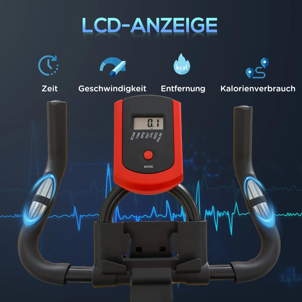 Cicli Trainer Fitness con Cardiofrequenzimetro, Display LCD, Supporto iPad, Sella Regolabile, Resistenza Variabile ¨C Zephmum ¨C 85x46x114 cm