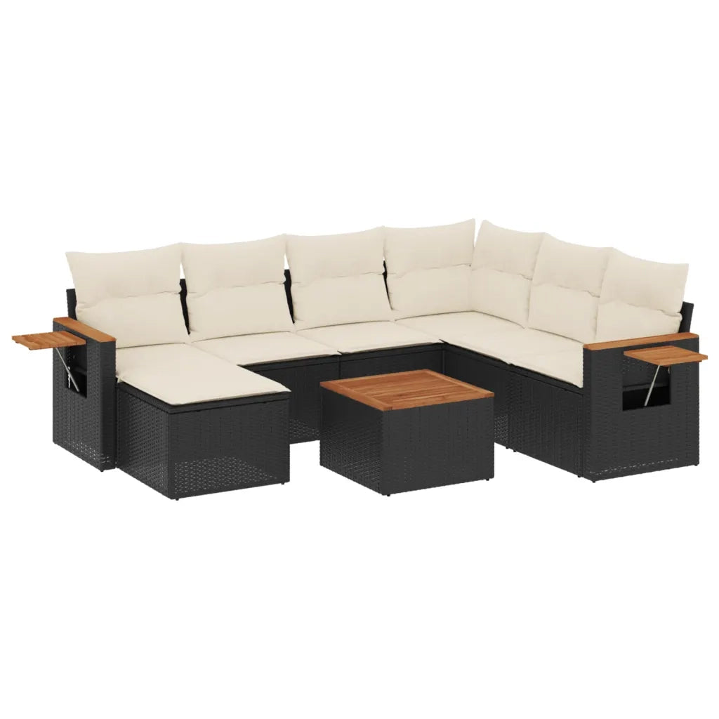 Set Divani da Giardino con Cuscini 8 pz Nero in Polyrattan 3259452