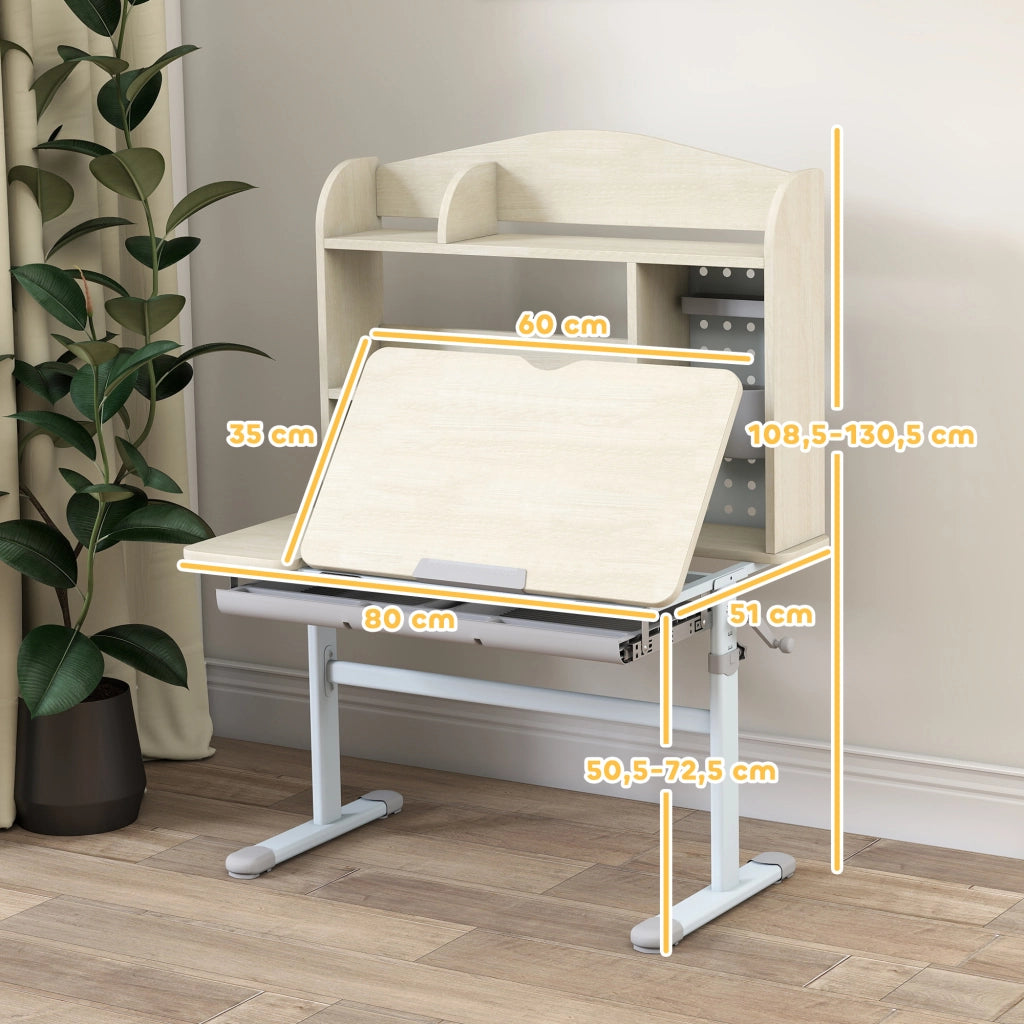 Scrivania bambini regolabile in altezza con piano inclinabile ¨C Xylo ¨C 80x51x108,5-130,5 cm naturale