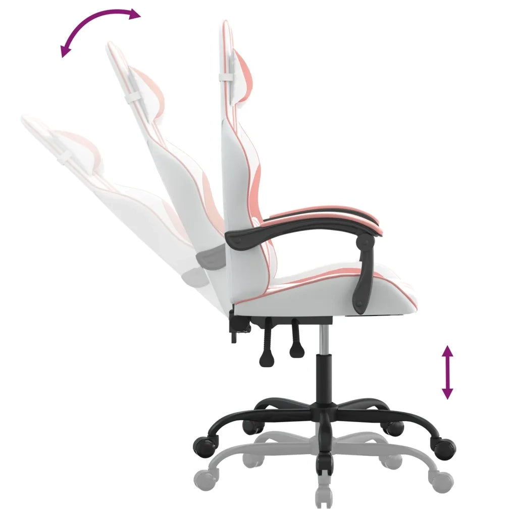 Sedia da Gaming | Sedia da e-sports Bianco e Rosa in Similpelle