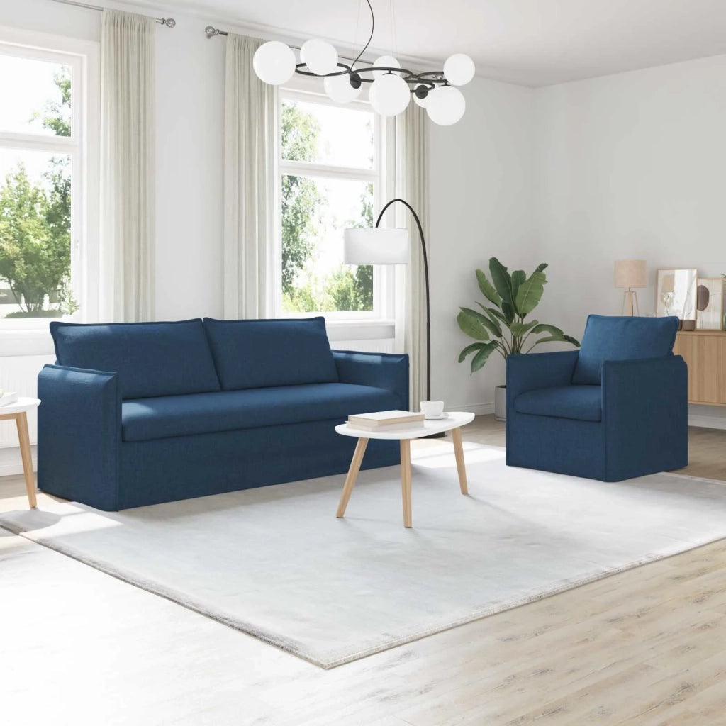 Set di divani 2 pcs Blu 196 x 82 x 85 cm Tessuto