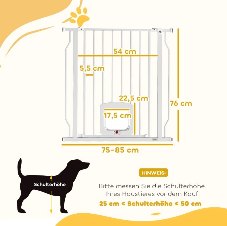Cancelletto di sicurezza regolabile con passaggio per gatto, bianco