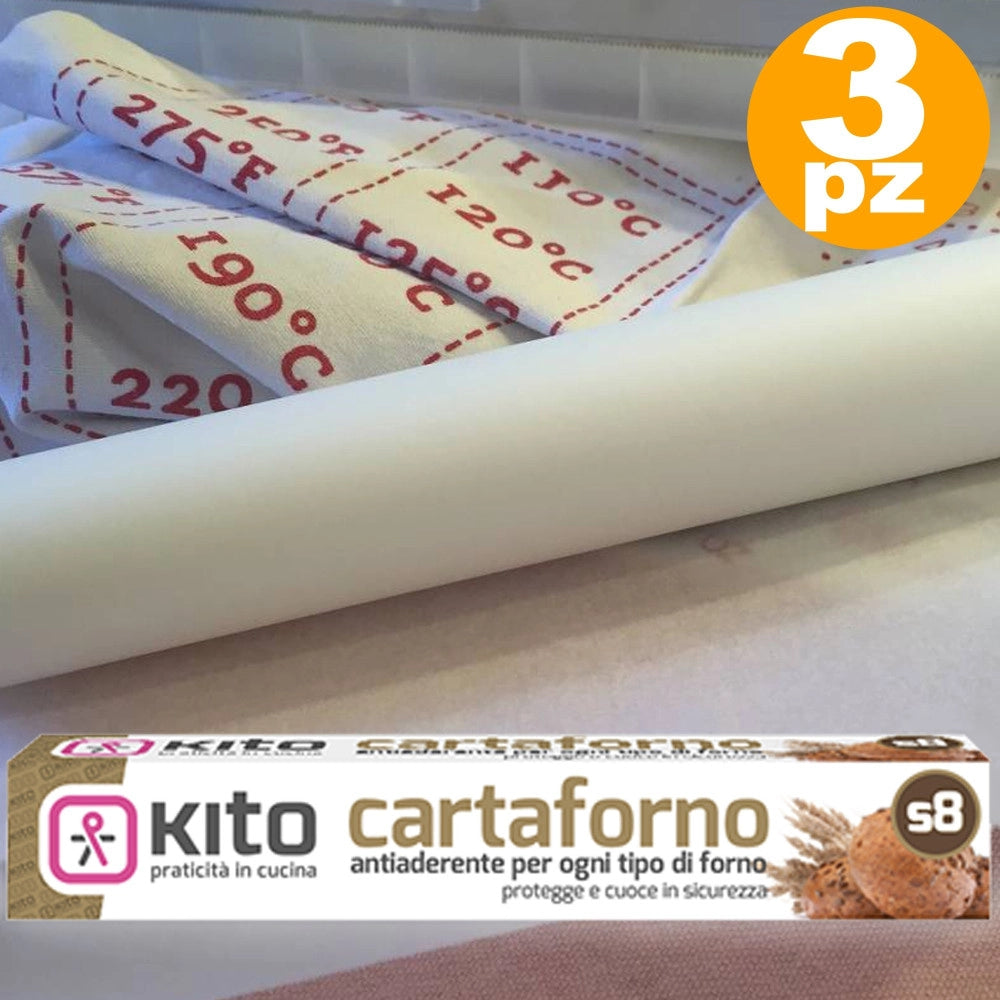 Trade Shop - Rotolo Bobina Carta Forno S8 41gr/mq Per Alimenti 3 Mt 280° Per Dolci Biscotti -