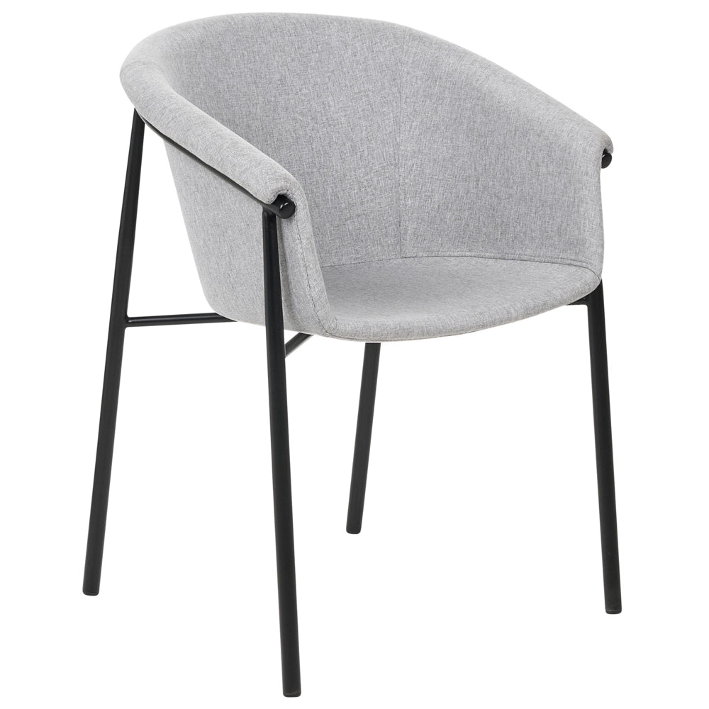 Set di 2 sedie da pranzo con imbottitura in tessuto grigio Seduta da pranzo dal design moderno e contemporaneo