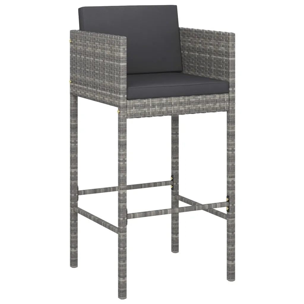 Set da Bar da Giardino 5 pz con Cuscini in Polyrattan Grigio cod mxl 31324