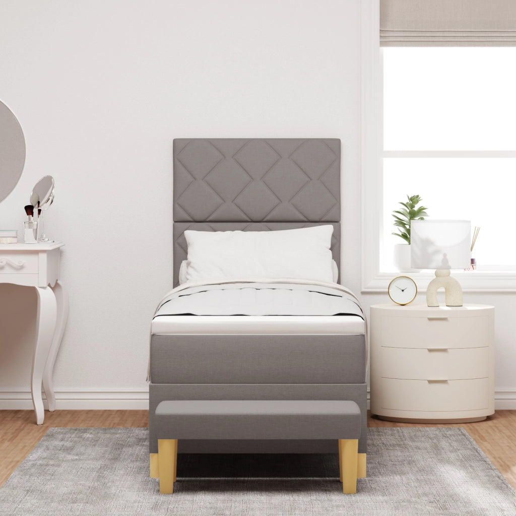 Letto a Molle con Materasso & Panchina Tortora 80x200 cm Tessuto