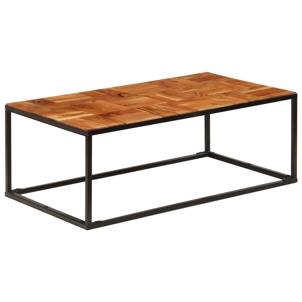 Tavolino da CaffÃ¨ 110x60x40 cm Legno Massello di Acacia Acciaio