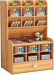 Organizzatore per Ufficio in Legno - Stazione da Scrivania Multifunzionale per Casa, Ufficio e Scuola - Cassettiera con Porta Girevole
